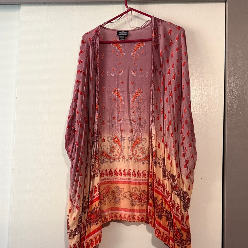 Angie Red and Cream Kimono Cardigan